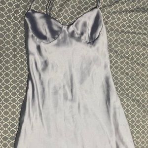 viral long silk zara dress in grey size small